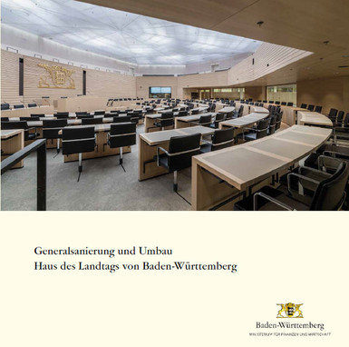 Titel der Broschüre Generalsanierung und Umbau Haus des Landtags von Baden-Württemberg