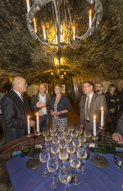Die baden-württembergische Finanzministerin Edith Sitzmann besucht im Rahmen der Schlösserreise 2016 das Neue Schloss mit Teehäuschen, das Fürstenhäusle und das Staatsweingut Meersburg.