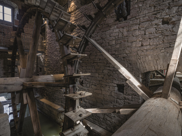 Schlösser und Gärten Unteres Wasserwerk im Schwetzinger Schlossgarten Wasserräder im Schwetzinger Schlossgarten (Foto: © Thilo Ross, Heidelberg)