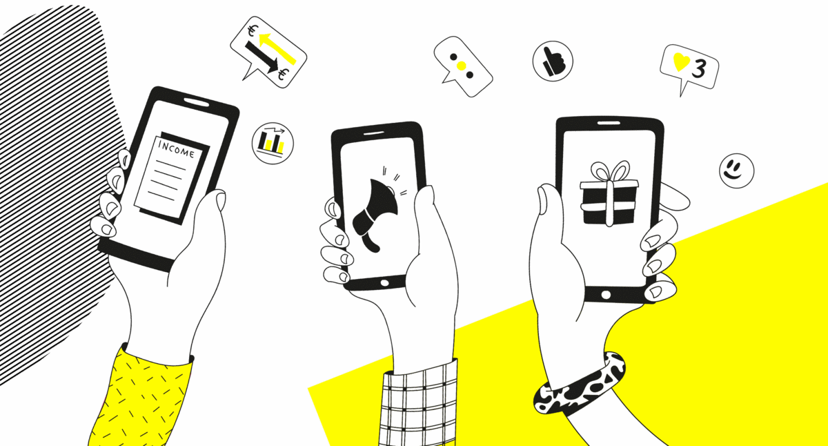 Steuerguide für Influencer, Smartphones werden in die Luft gestreckt