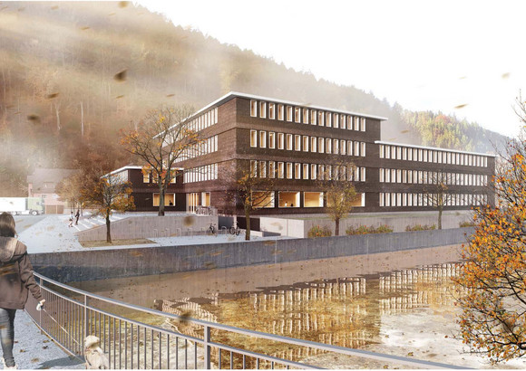 Vermögen und Bau Wettbewerb Neubau Kriminalpolizeidirektion und Polizeirevier Calw Visualisierung Neubau der Kriminalpolizeidirektion und des Polizeireviers Calw