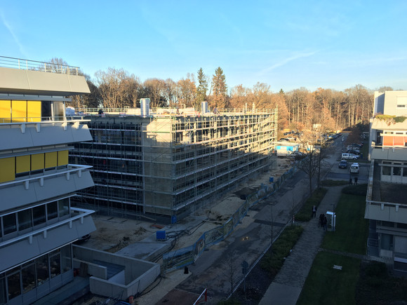 Hochbau Zentrum für Quanten- und Biowissenschaften in Ulm Der Rohbau des künftigen Zentrum für Quanten- und Biowissenschaften der Universität Ulm