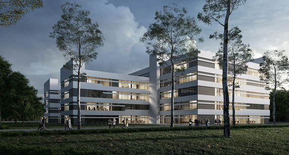 Rendering des künftigen Erweiterungsbaus, Außenansicht / Quelle: Heinle, Wischer und Partner Freie Architekten