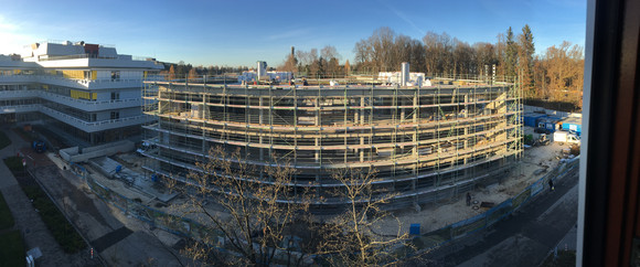 Hochbau Zentrum für Quanten- und Biowissenschaften in Ulm Der Rohbau des künftigen Zentrum für Quanten- und Biowissenschaften der Universität Ulm