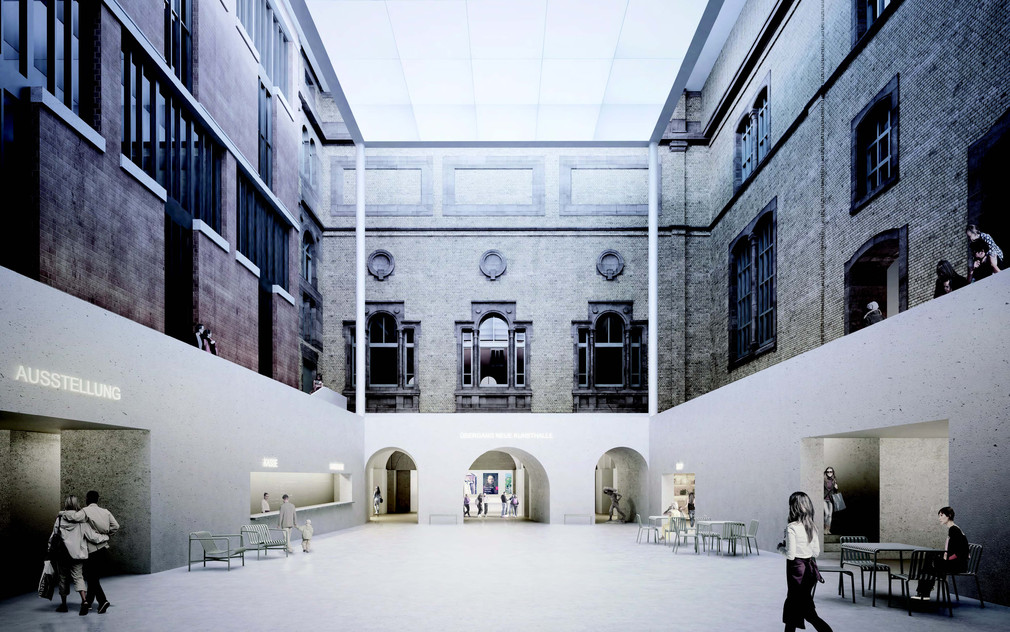 Visualisierung des Innenhofes der Staatlichen Kunsthalle Karlsruhe