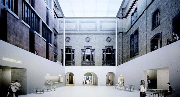 Visualisierung des Innenhofes der Staatlichen Kunsthalle Karlsruhe