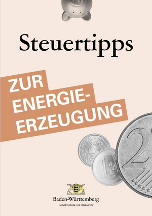 Das Deckblatt der Publikation Steuertipps bei Energieerzeugung