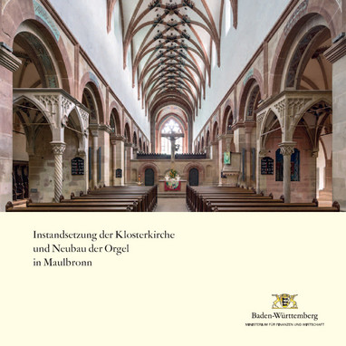 Titel der Broschüre: Instandsetzung der Klosterkirche und Neubau der Orgel in Maulbronn