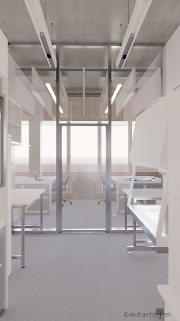 Vermögen und Bau Grundstein für den Neubau Chemie der Hochschule Reutlingen gelegt Grundsteinlegung Ersatzbau Chemie Hochschule Reutlingen Labor Innenansicht