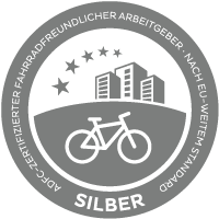 Siegel ADFC Zertifizierung Stufe Silber Fahrradfreundlicher Arbeitgeber